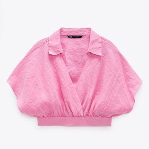 Zara Cropped Linen Shirt